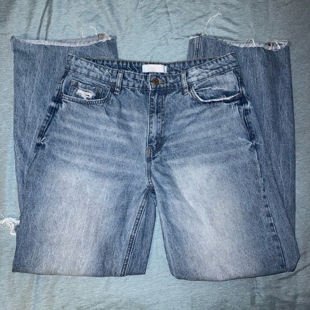 Vervet Blue Distressed Wide Leg Jeans